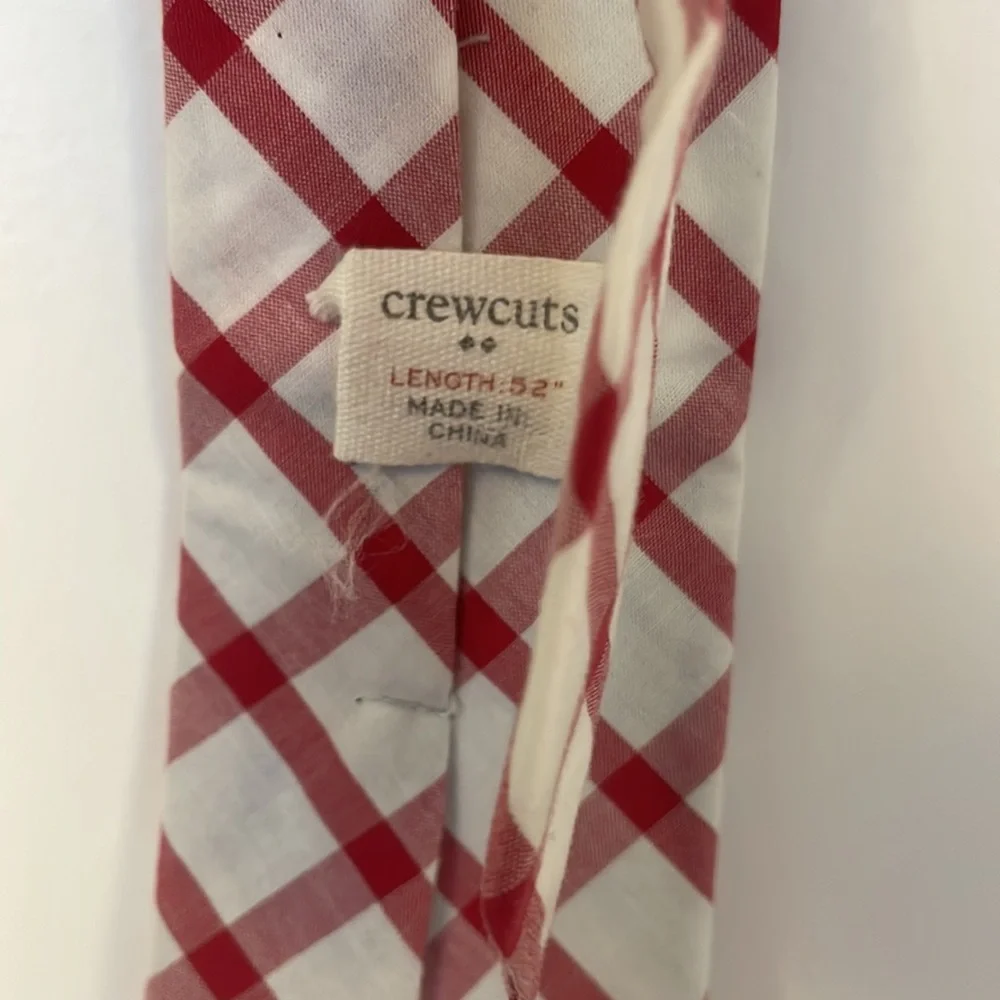 J. Crew Red and White Check Cotton Pre-Made Tie